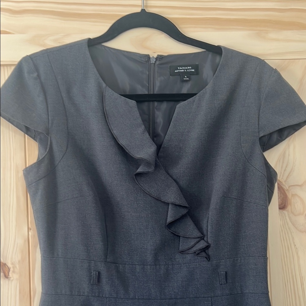 Tahari GreySheath Dress with Cap Sleeves - Picture 3 of 8
